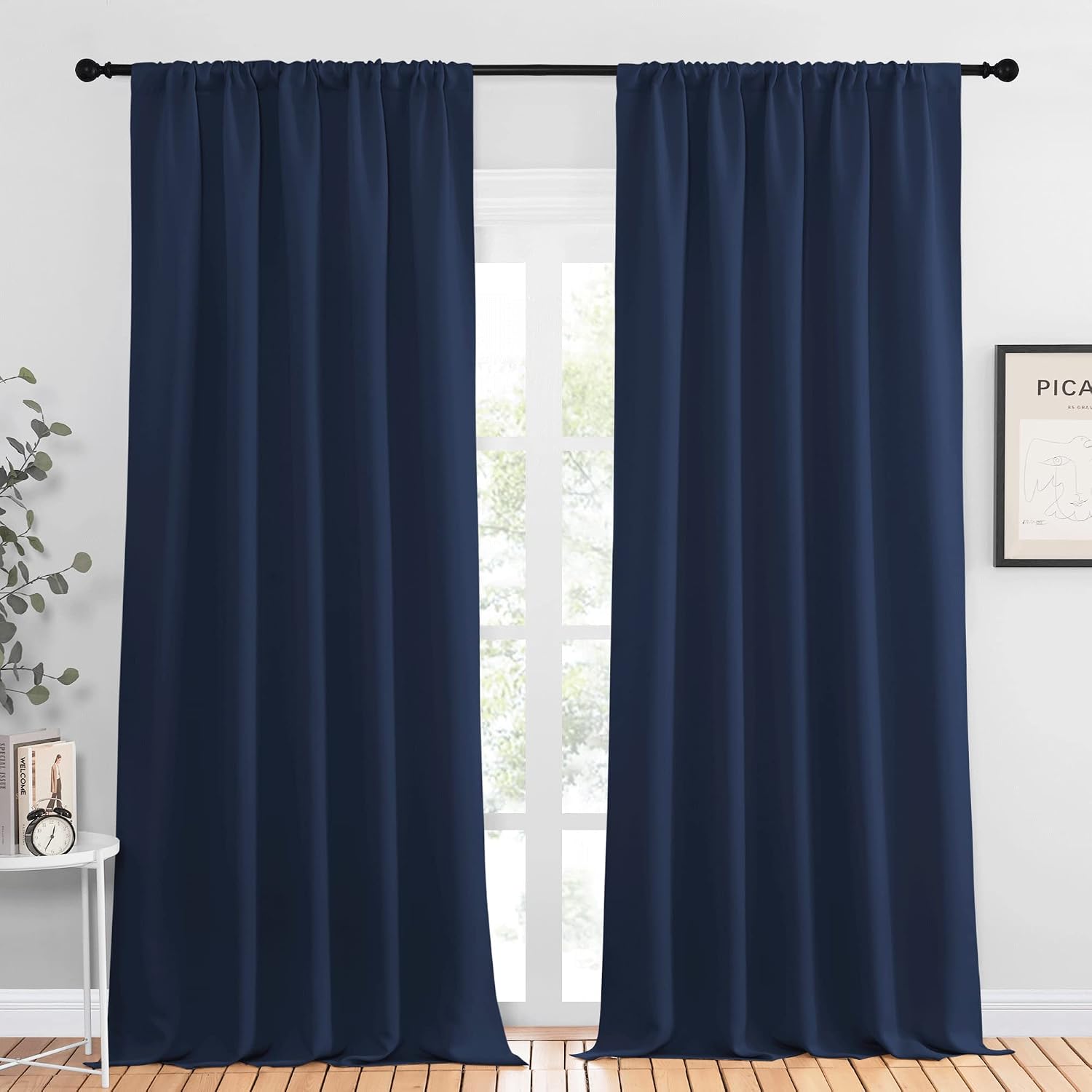 NICETOWN Navy Curtains Blackout Draperies - Modern Design Thermal Insulated Rod Pocket Blackout Drapes for Kid's Bedroom, Window Covering…