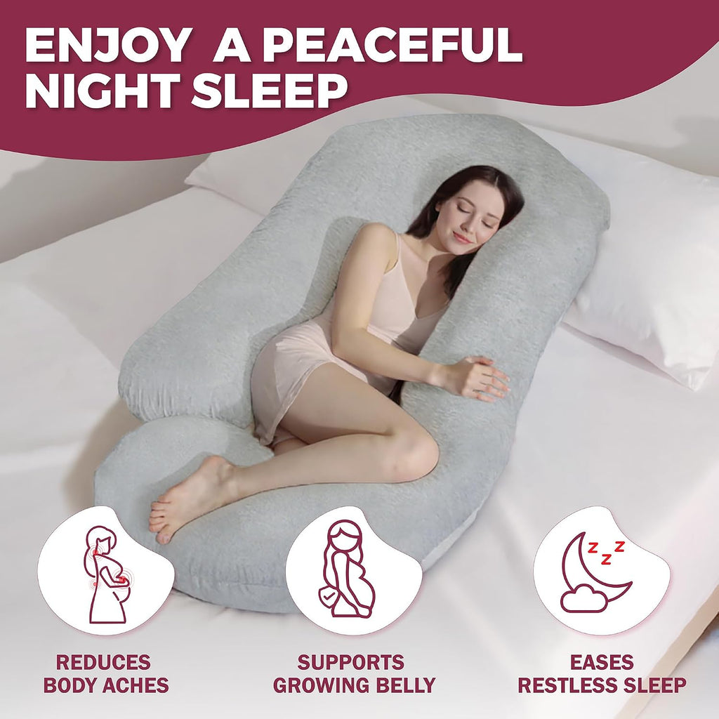 Pillani Pregnancy Pillows for Sleeping - V C U Shaped 57inch Full Body Pillow with Removable Washable Cover, Cooling Maternity Pillow for P…