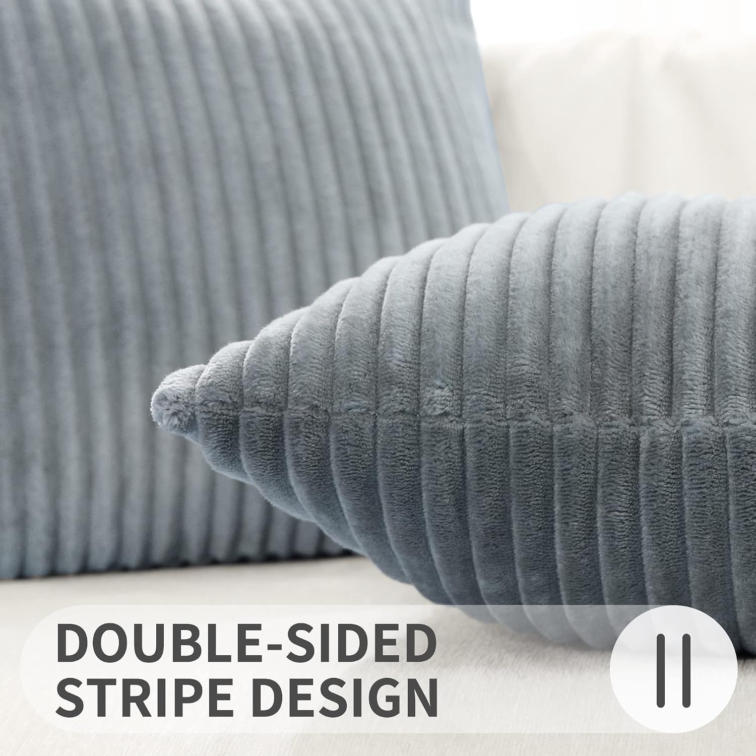 SimmoreHomeDecor Simmore Decorative Throw Pillow Covers 16x16 Set of 2, Soft Natural Plush Flannel Double-Sided Fluffy Couch Pillow Covers…