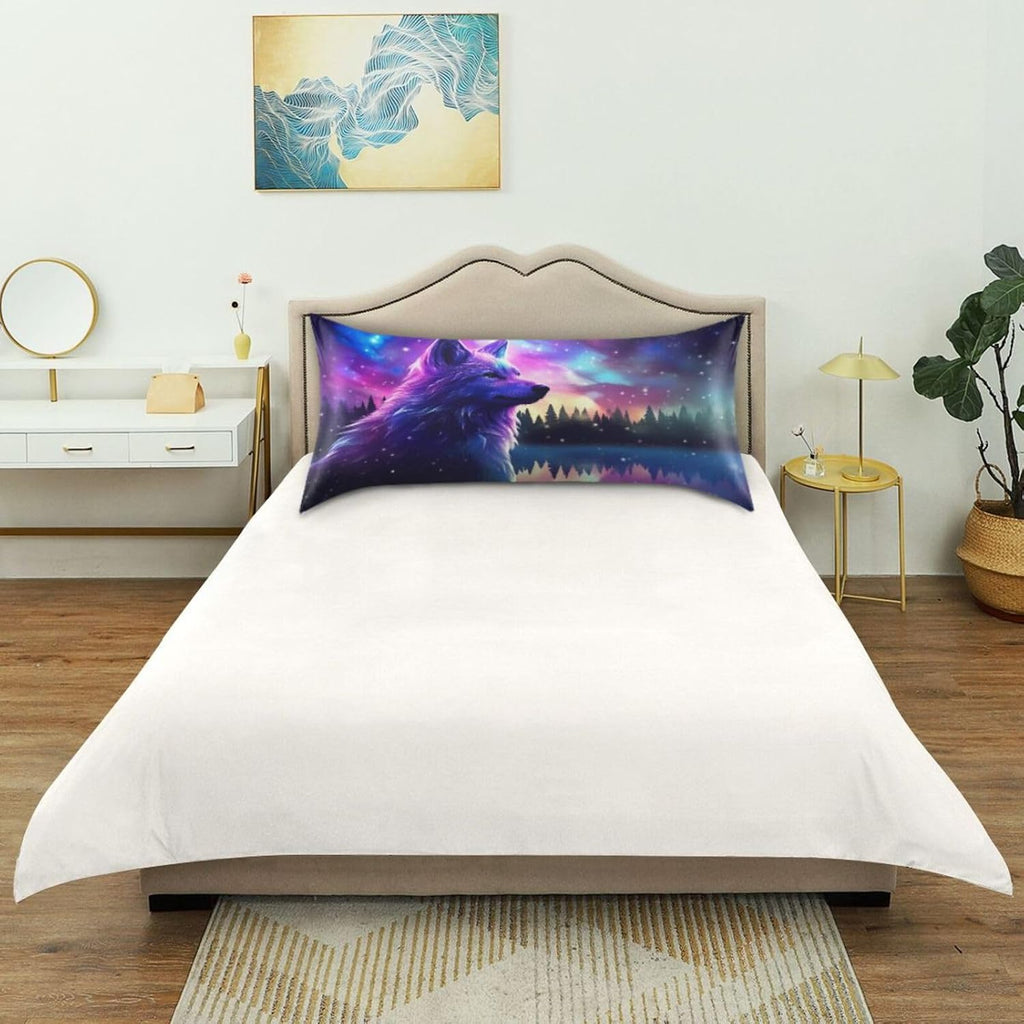 Stars Wolf Pillow Covers Silk Pillowcase for Hair and Skin Breathable Soft Satin Pillowcase Standard Size Pillow Case for Women Girls…