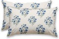 HOMETITUTE Blue Floral Pillow Covers Decorative Pack of 2 Satin 12x20 Inch Vintage Botanical Flower Art Lumbar Throw Pillow Cases for…