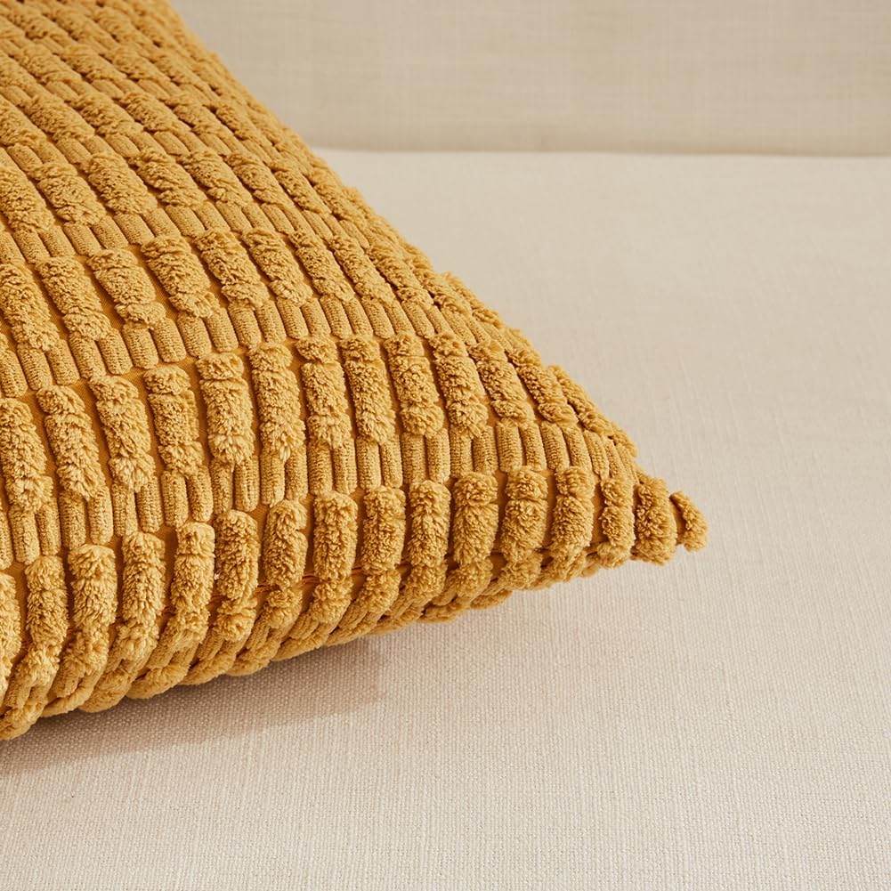 Fancy Homi Decorative Throw Pillow Covers for Bed Couch Bedroom Bench, Soft Lumbar Corduroy Solid Pillow Case, Rustic Farmhouse Boho Room…