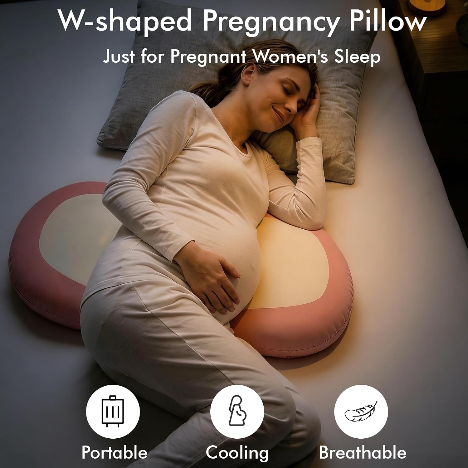 Pregnancy Pillows for Sleeping, Memory Foam W Shaped Maternity Pillow for Pregnant Women, Adjustable Travel Pregnancy Wedge Pillow with…