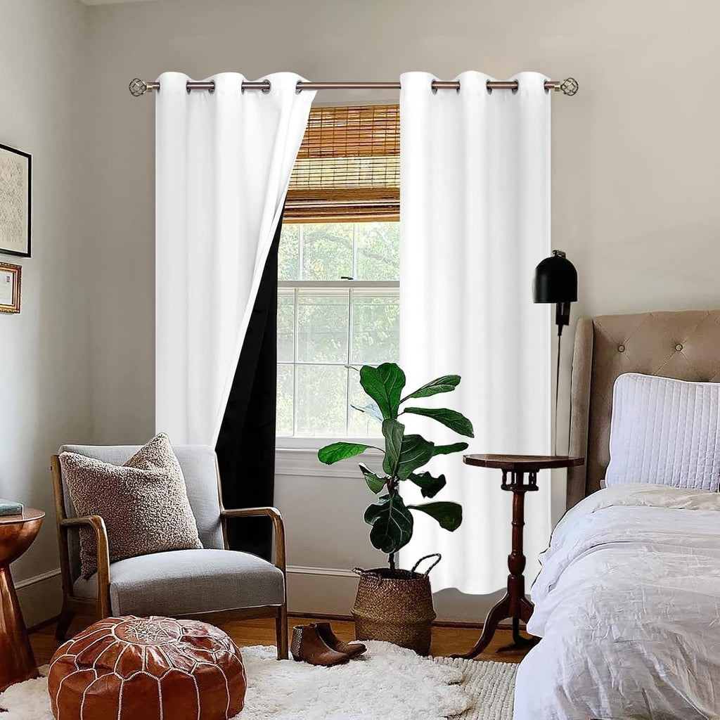 BGment Thermal Insulated 100% Blackout Curtains for Bedroom with Black Liner, Double Layer Full Room Darkening Noise Reducing Grommet Curta…