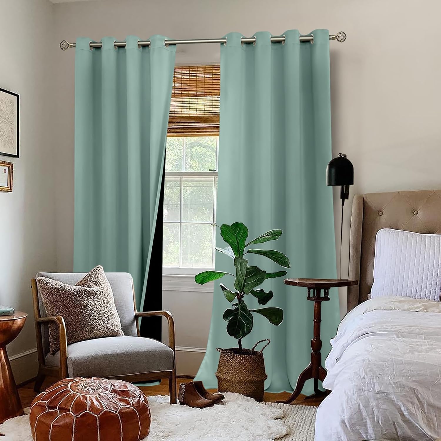 BGment Frosty Green Blackout Curtains 95 Inches Long 2 Panels Set for Living Room, Thermal Insulated 100% Light Blocking Curtains & Drapes,…