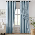 Swandream Blackout Curtains for Bedroom, Double Layer Blue Curtains, Black Out Curtain 72 inch Long with Sheer Overlay for Living Room, Roo…