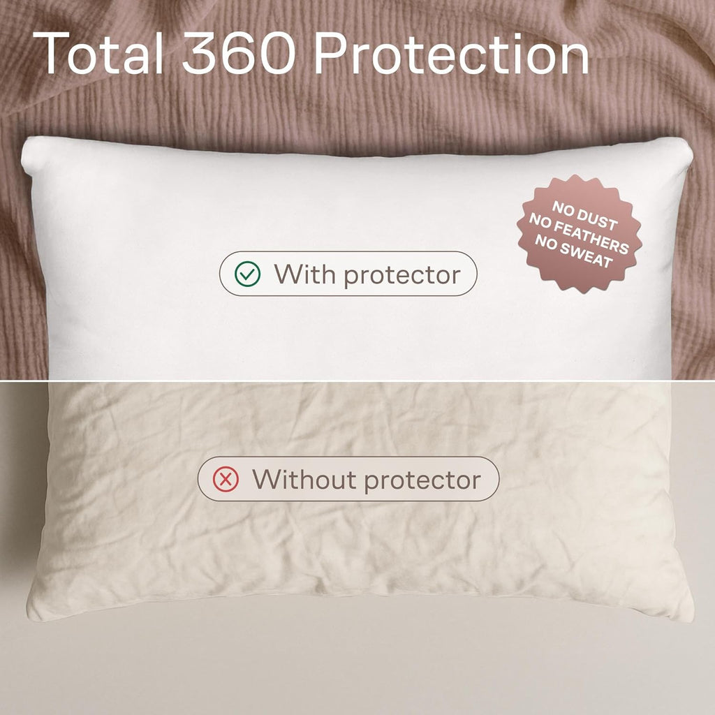 Ultra Soft Pillow Protectors with Zipper Queen Size - Set of 2 Breathable Pillow Covers - 100% Protection Against Stains, Dust & Dirt…
