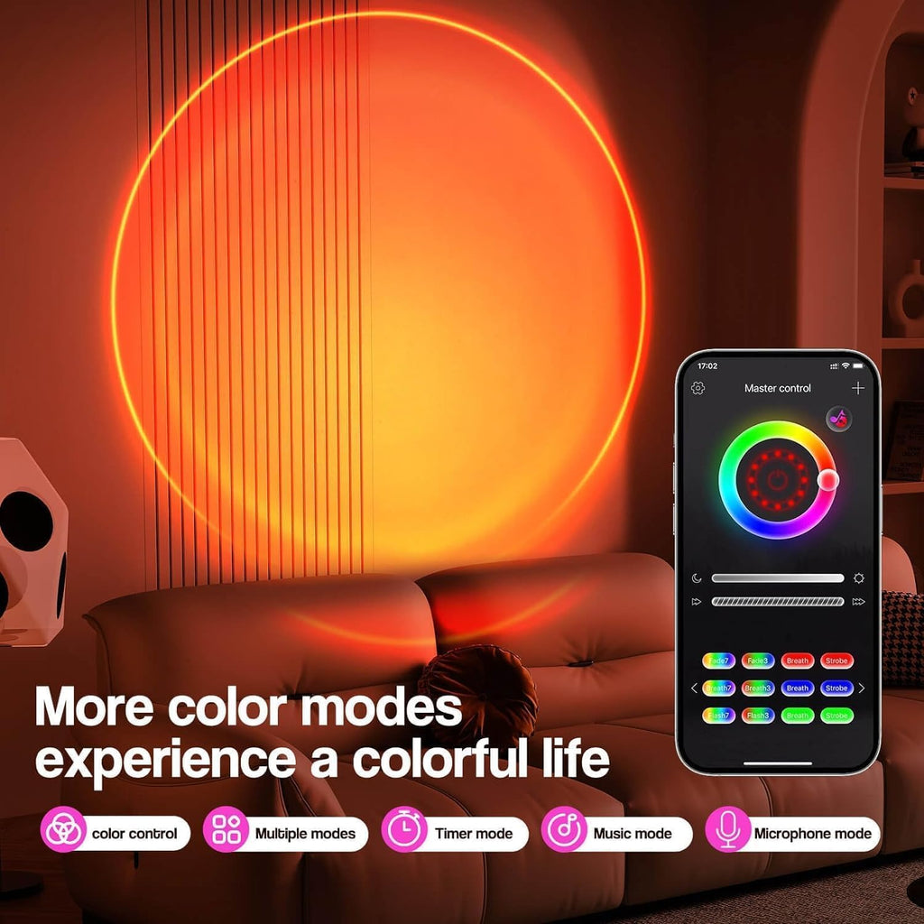 Sunset Lamp Projection, Sunset Night Light Rainbow Projector 180° 16 Color Changing 4 Modes, Vlog, Photography, Decorative, Party Decor…