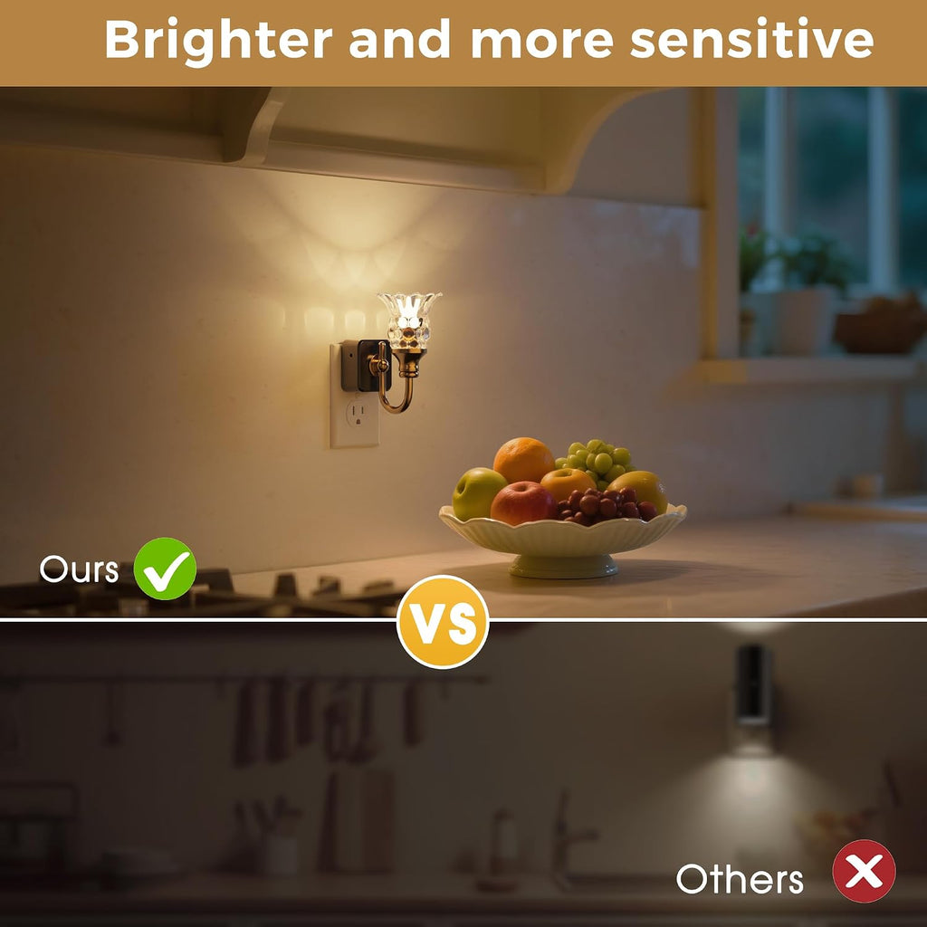 L LOHAS LED Night Lights Plug into Wall, 2 Pack 3000K Soft White LED Floral Night Light with Auto Sensor, 0-100lm Adjustable Brightness…