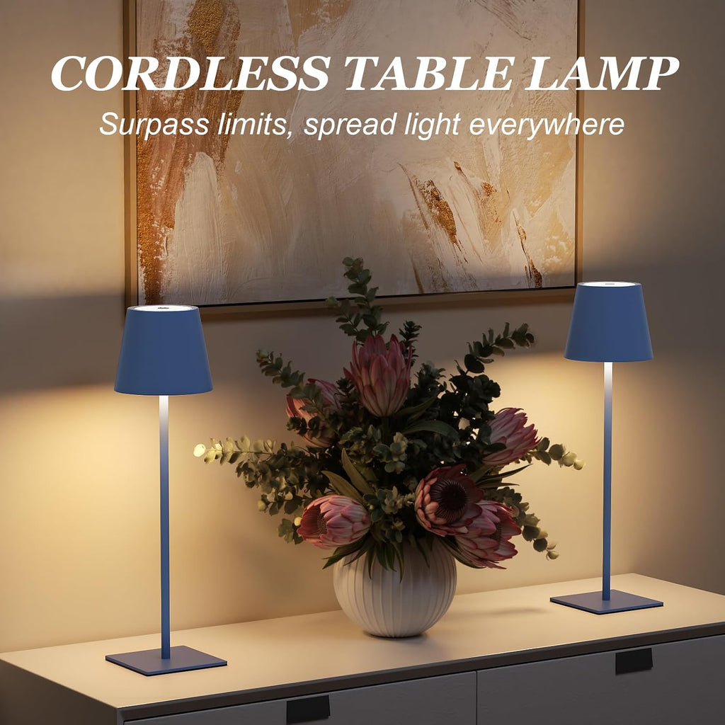 Kakanuo Cordless Rechargeable Table Lamp Navy 5000mAh Battery Operated Lamps, 3 Colors Stepless Dimming Touch Lamp for Living Room…