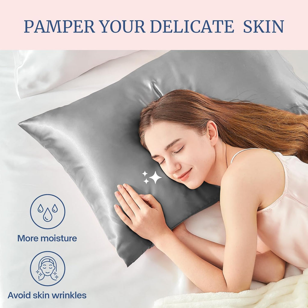 Bedelite Satin Pillowcase for Hair and Skin, Super Soft and Cooling Similar to Silk Pillow Cases 2 Pack with Envelope Closure, Gift for Wom…