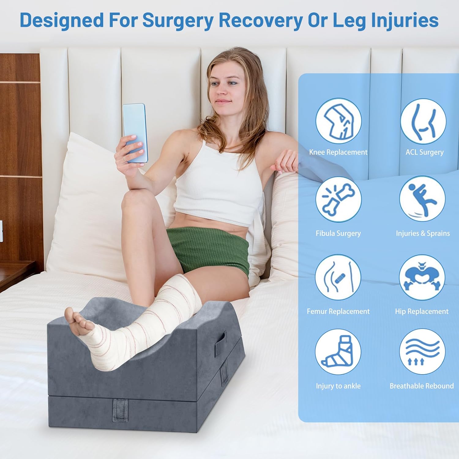 TranquilRelax TranquilRelax Leg Elevation Pillows, Wedge Pillow for After Surgery, Memory Foam Leg Support Adjustable, Comfort…