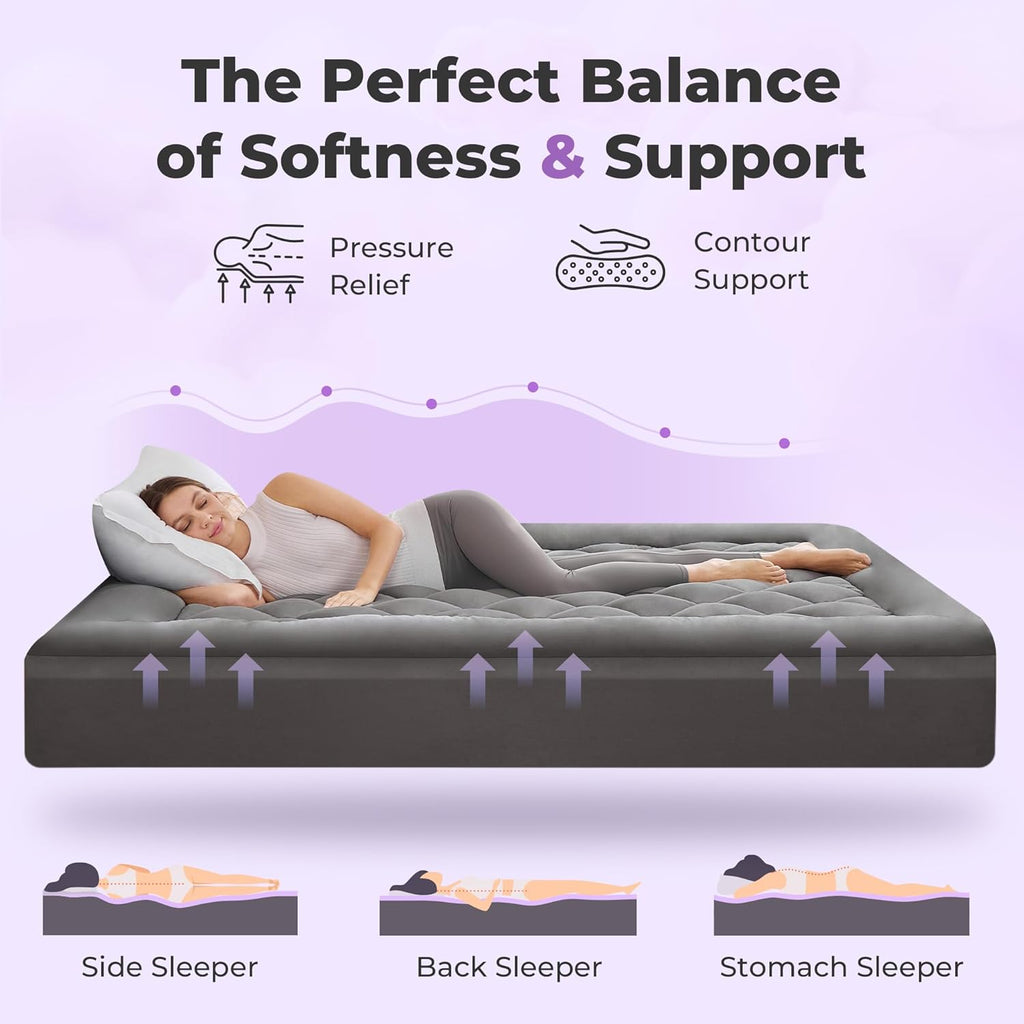 SINWEEK 5 Inch Dual Layer Memory Foam Mattress Topper Twin XL Size, 2 Inch Gel Memory Foam Plus 3 Inch Plush Soft Pillow Top Cover for…