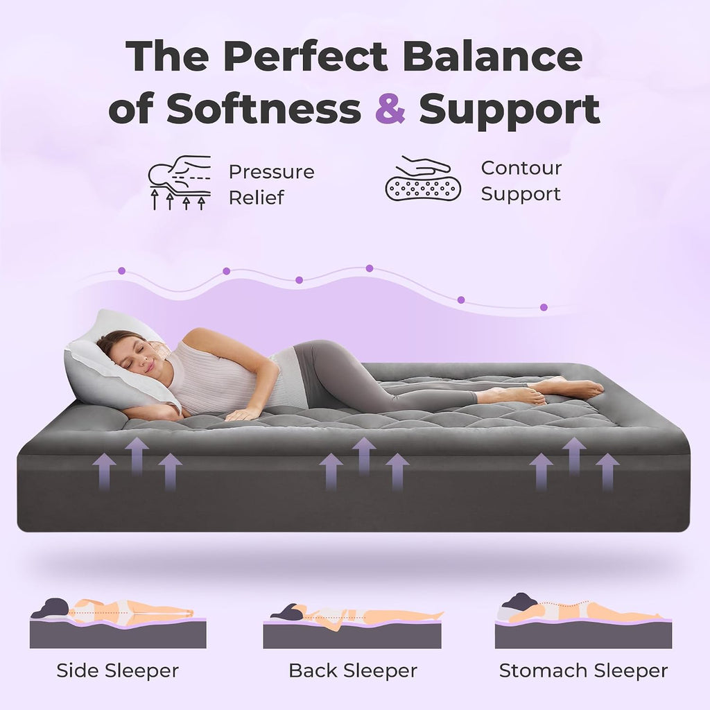 SINWEEK 5 Inch Dual Layer Memory Foam Mattress Topper King Size, 2 Inch Gel Memory Foam Plus 3 Inch Plush Soft Pillow Top Cover Filled…