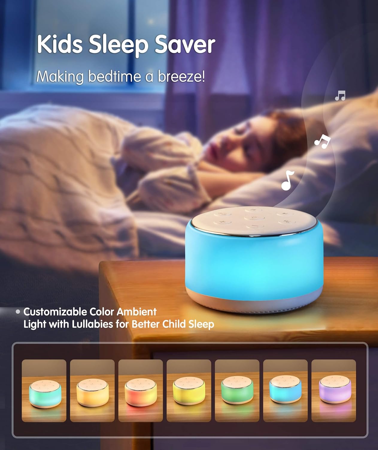 FamiSym White Noise Sound Machine Baby for Sleeping with Night Light – 34 Soothing Sounds, Rechargeable White Noise Machine for Kids…