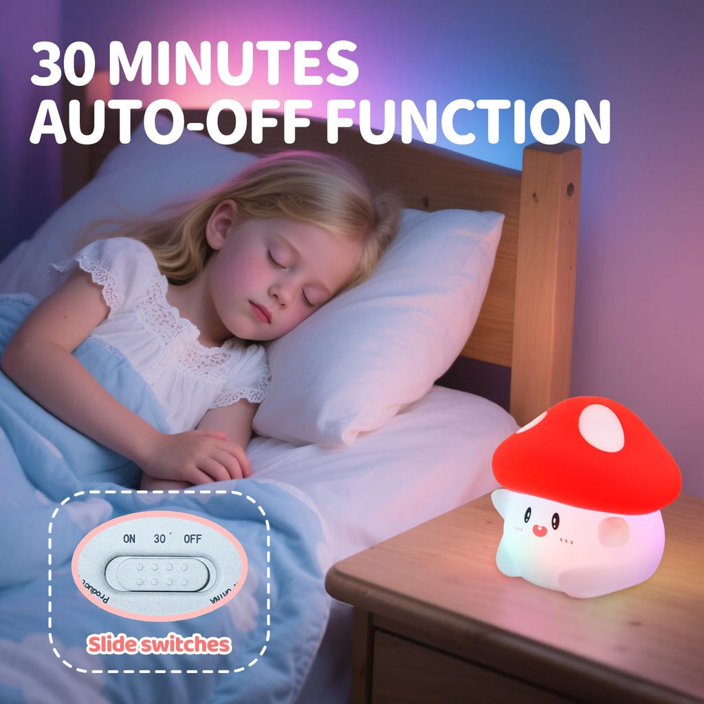Rytinazzz Silicone Night Light for Kids, 50H Long Battery Mushroom Lamp, RGB Color Changing Mood Light, Gift for Kids, Rechargeable Tap…