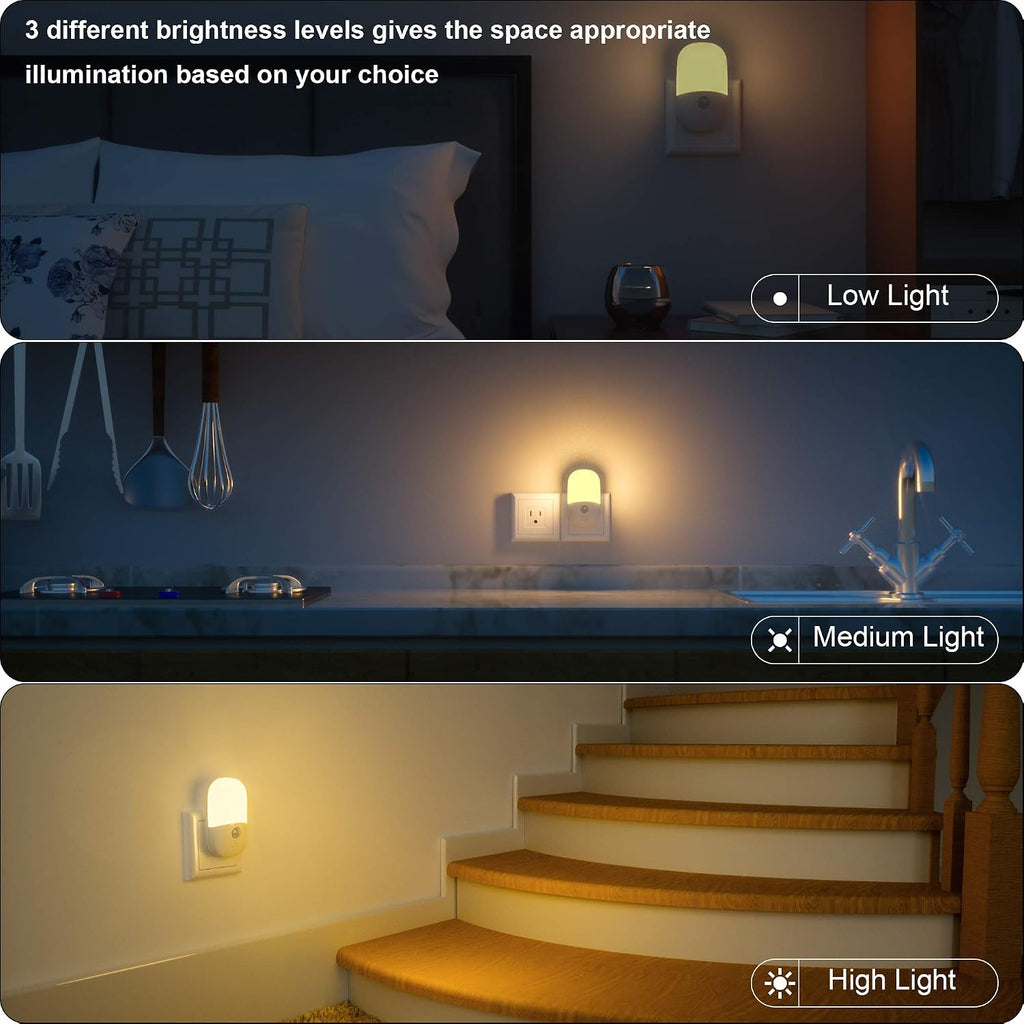 MAZ-TEK Plug in Motion Sensor Dimmable Night Light, Soft Warm White LED Nightlight with Dusk to Dawn Motion Sensor, Adjustable Brightness…