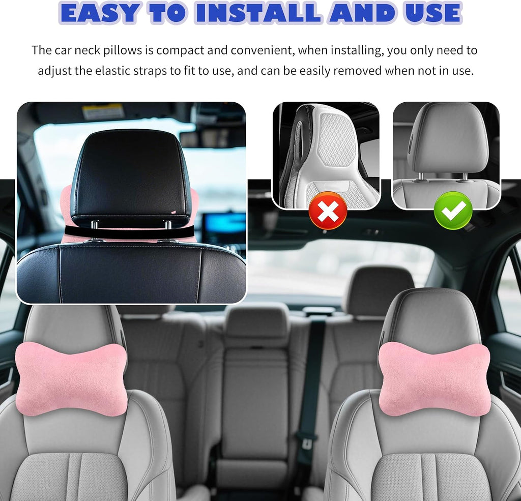 2PCS Car Headrest Pillow, Soft & Comfortable Car Neck Pillow for Driving Fatigue Relieve, All-Season Universal Cars Head Rest Pillows…
