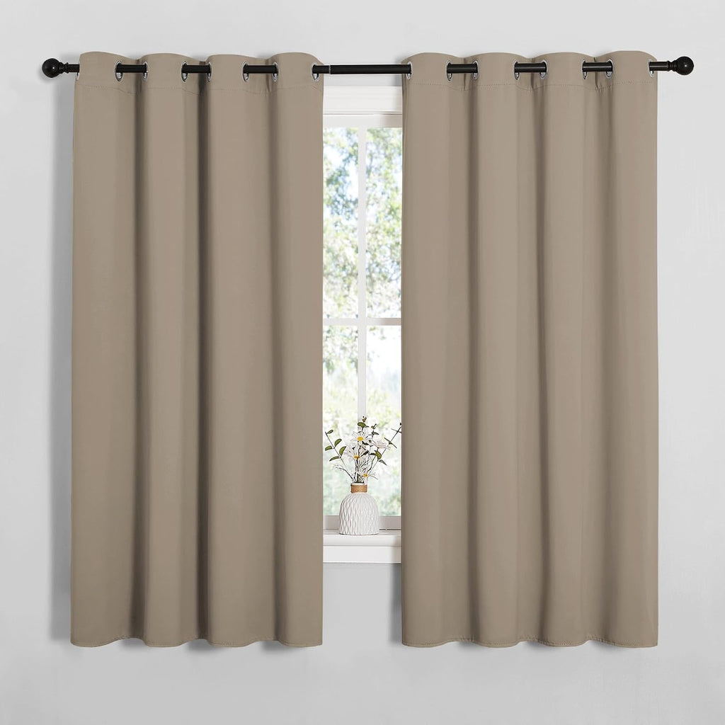 NICETOWN Bedroom Curtain Panels Blackout Draperies, Thermal Insulated Solid Grommet Blackout Curtains/Drapes (Taupe, 1 Pair, 55 by 68-inch)