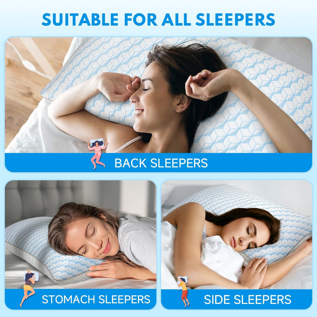 Heycuzi Bed Pillows Queen Size for Sleeping - Breathable Cooling Down Alternative Soft Pillows Set of 2 for Side, Back, and Stomach Sleeper…