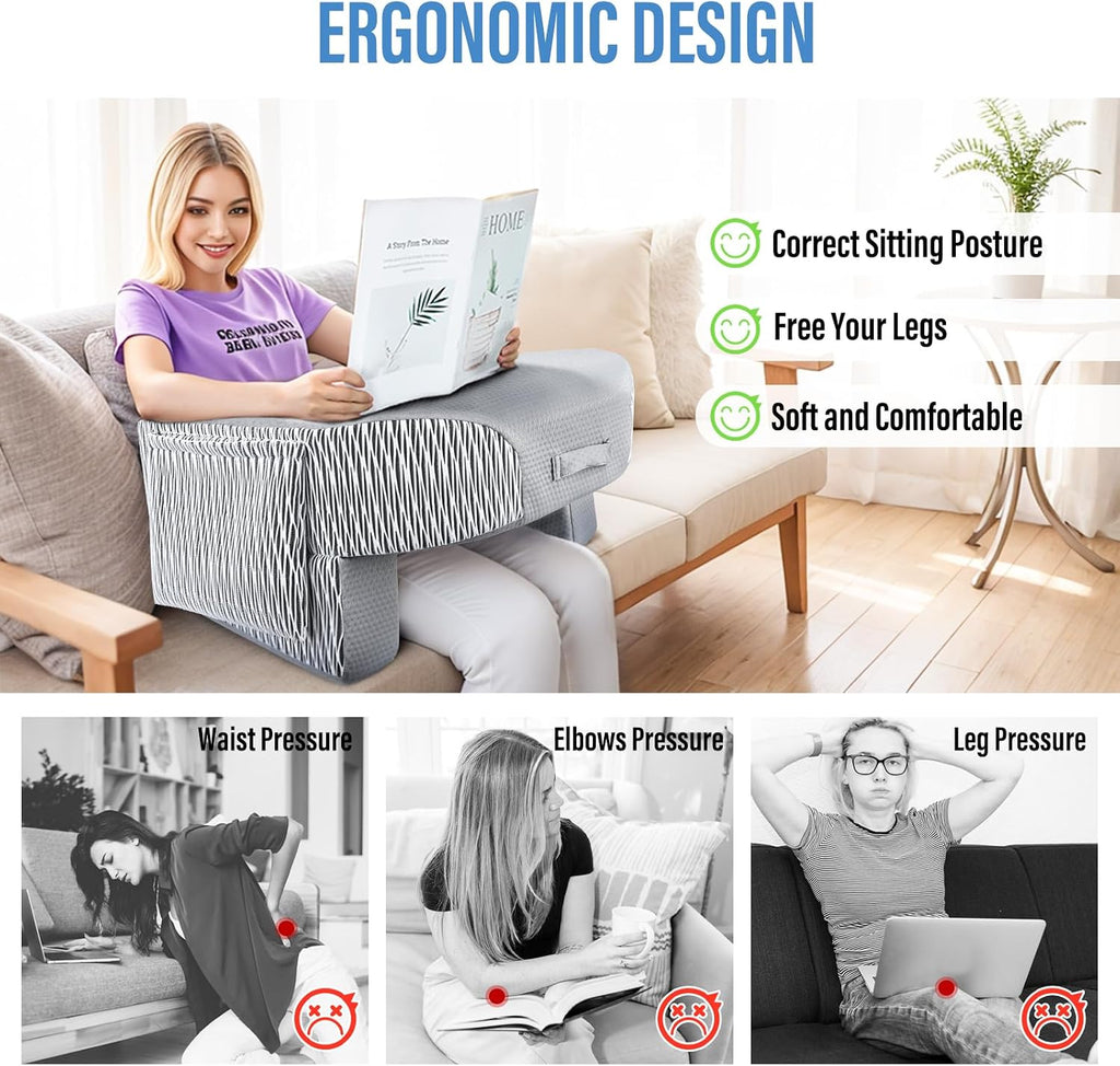 Lebenguru Reading Pillow for Laptop, Extra Large Armrest Gaming Pillow for Working, Hight Adjustable Lap Desk Pillow for Adult Sitting in B…