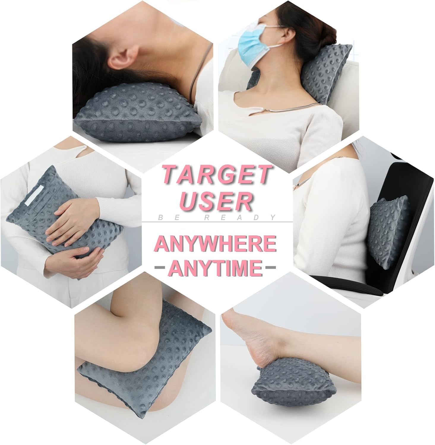 BNRendles Small Neck Pillow for Recliner Chair Neck Support Pillows Plump Adjustable Filling Nap Airplane Sleeping Little Cushion Minky Dot…