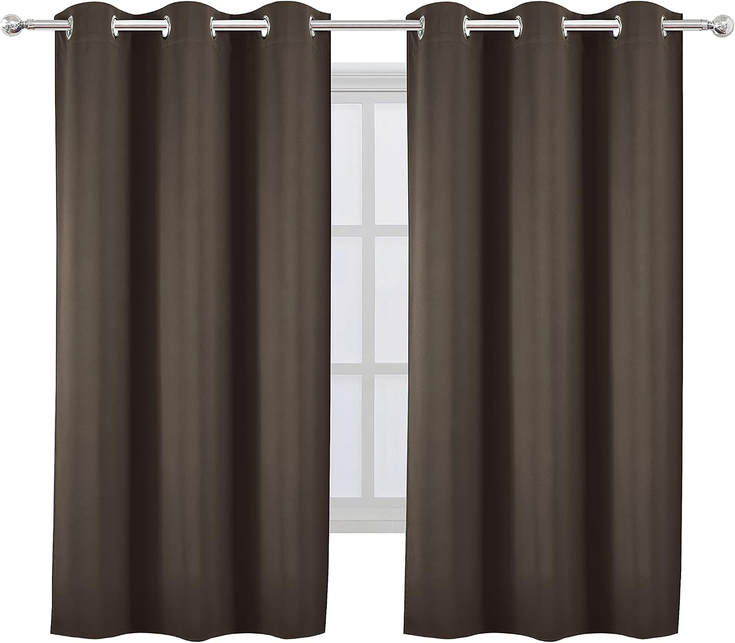 Lemomo Chocolate Brown Blackout Curtains 40 x 63 Inch Length/Set of 2 Curtain Panels/Thermal Insulated Room Darkening Blackout Curtains for…