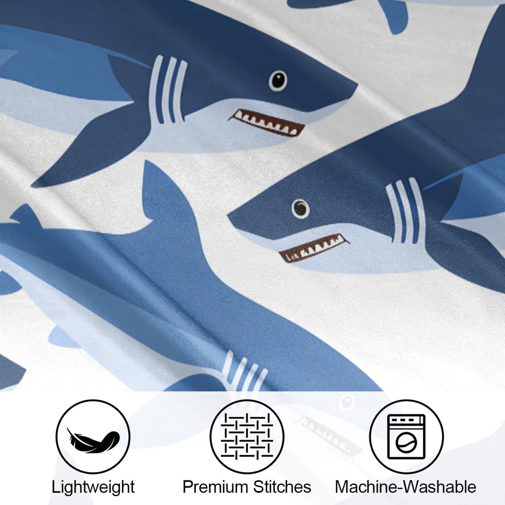 Shark Blue Animal Satin Silk Pillowcase for Hair and Skin Pillow Cases Standard Size Soft Silk Pillow Case with Envelope Closure Print…