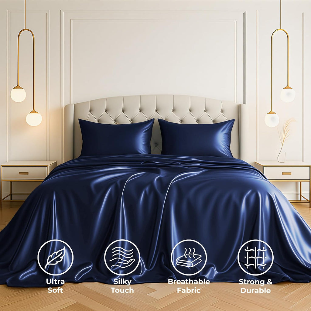PureBedding Pure Bedding Satin Sheets Full Hotel Luxury Silky Bed Sheets - Extra Soft 1800 Microfiber Sheet Set, Wrinkle, Stain Resistant -…