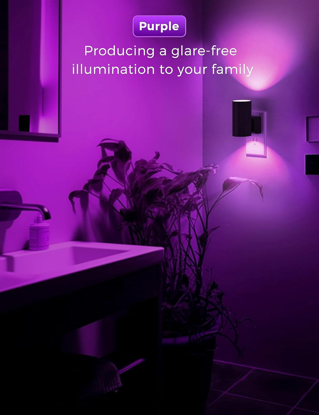 L LOHAS LED Purple Night Light, Purple Lights, Night Lights Plug into Wall with Light Sensor, 0-100LM Dimmable Night Lights Decorative…