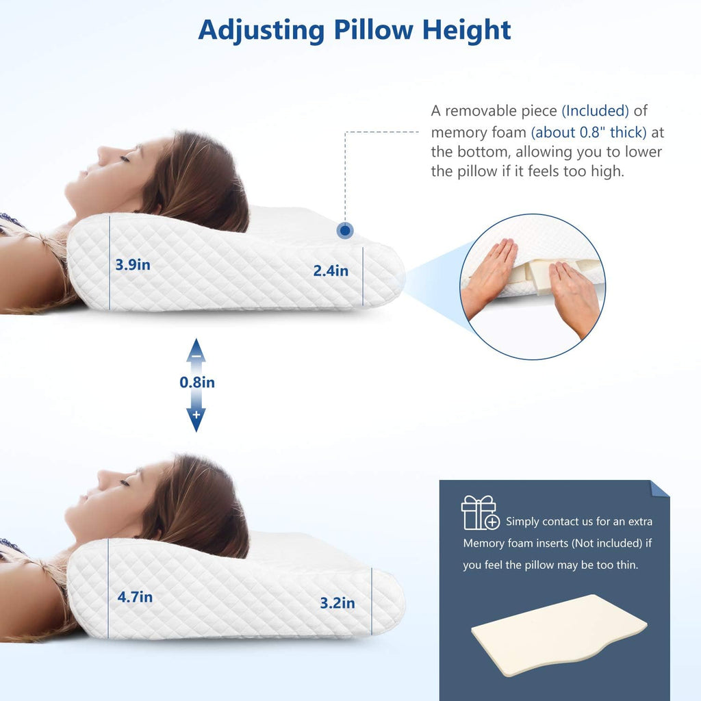 Zamat Memory Foam Pillow for Neck, Adjustable Orthopedic Ergonomic Cervical Pillow for Sleeping with Washable Cover, Bed Pillows for Side,…