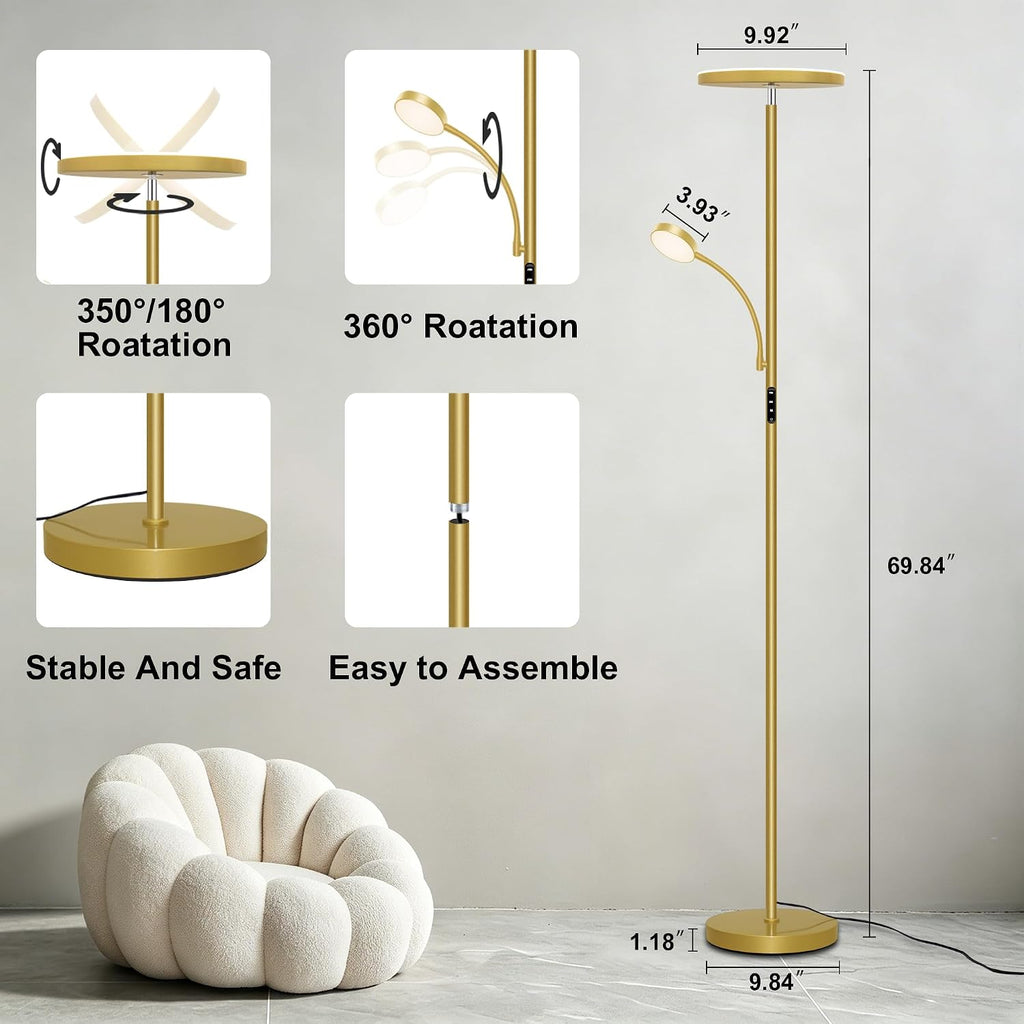 Floor Lamp-42W/4200LM Super Bright Floor Lamp, Dimmable 2-in-1 LED Floor Lamp for Bedroom, Torchiere Floor Lamps with Remote & Touch…