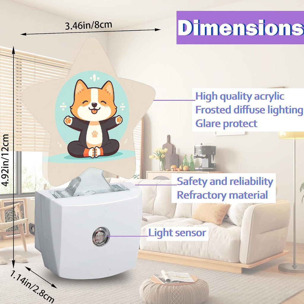 Cute Corgi Dog Night Light for Kids, Cartoon Animal Night Lights Plug Into Wall, Lightweight Dusk to Dawn Light Sensor Warm Nightlights…