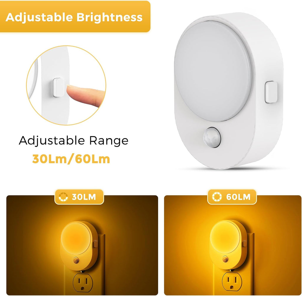 L LOHAS LED Motion Sensor Night Light,[2-PACK] Night Lights Plug into Wall, Motion Sensor and Dusk to Dawn Sensor,2000K Amber…