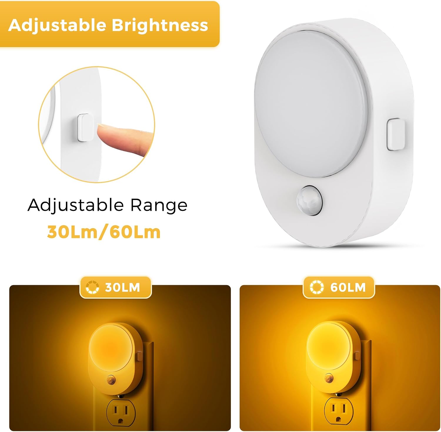 L LOHAS LED Motion Sensor Night Light,[2-PACK] Night Lights Plug into Wall, Motion Sensor and Dusk to Dawn Sensor,2000K Amber…