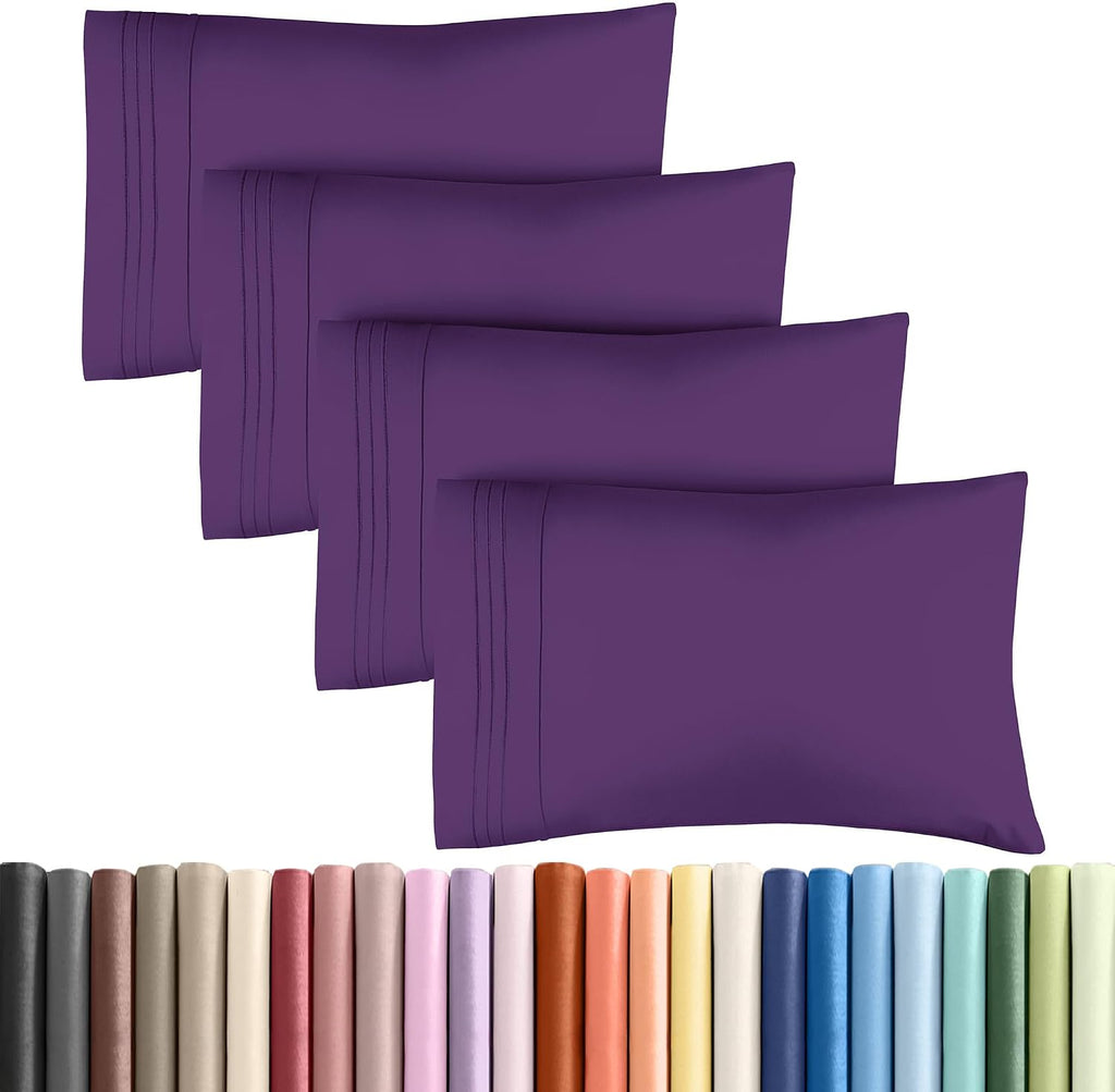 King Pillow Cases Set of 4 - Ultra Soft Hotel Quality Pillowcase Covers - Comfy, Cozy & Wrinkle Free - Shrinkage, Stain and Fade…