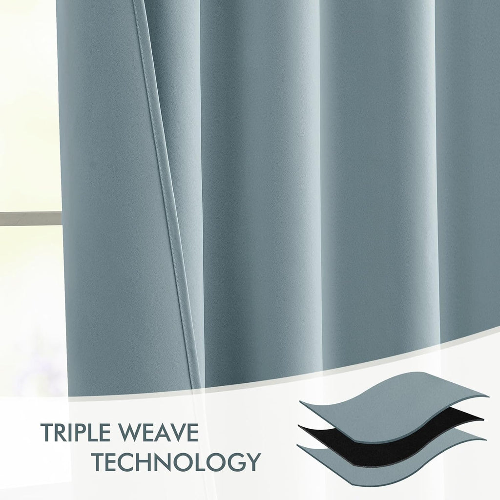 Miulee Slate Blue Back Tab Blackout Curtains 63 Inch Length 2 Panels Set for Living Room Bedroom Privacy, Rod Pocket/Pinch Pleat Thermal In…