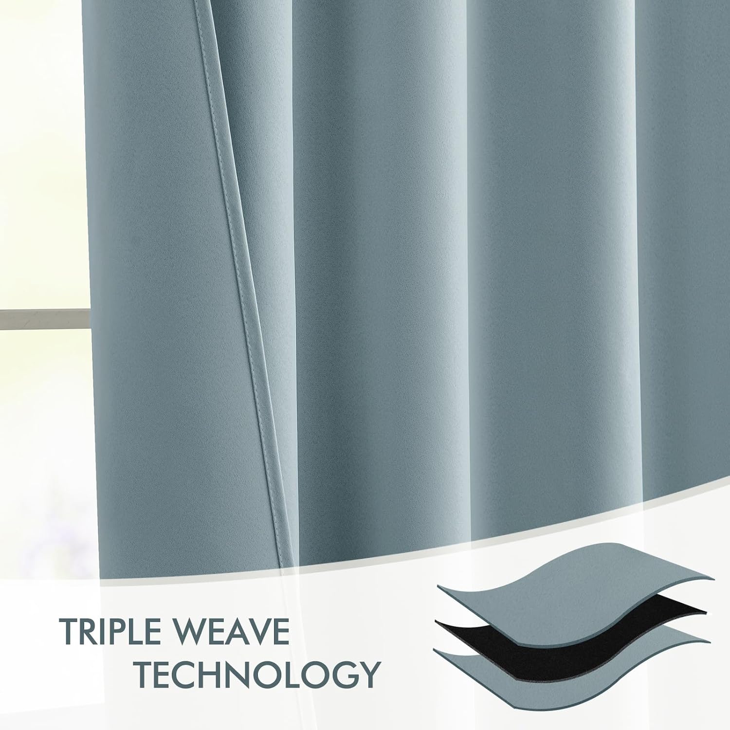 Miulee Slate Blue Back Tab Blackout Curtains 63 Inch Length 2 Panels Set for Living Room Bedroom Privacy, Rod Pocket/Pinch Pleat Thermal In…