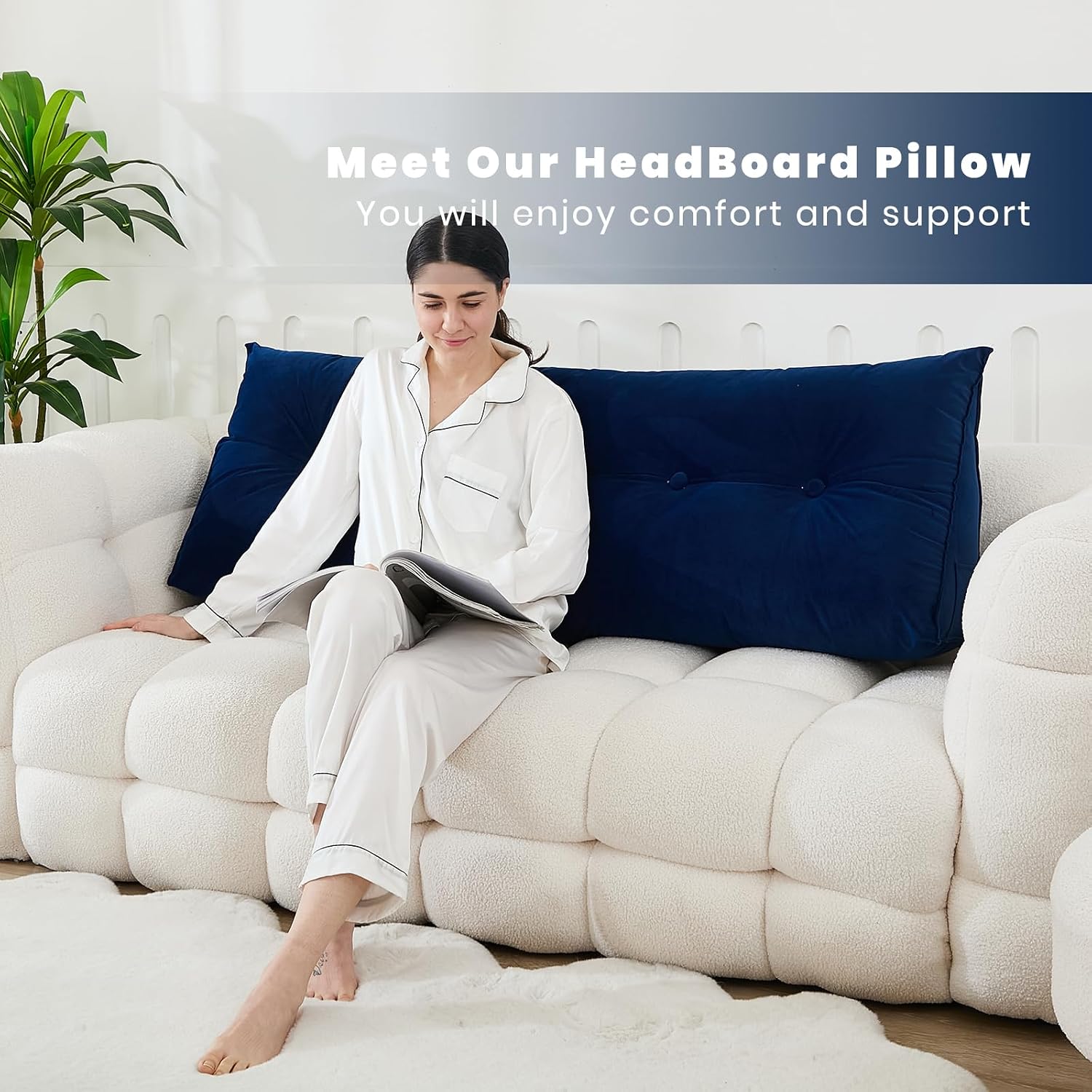 Zelladorra Headboard Pillow for Bed, Triangular Wedge Pillow Headboard Soft Support While Reading and Resting, Bed Bolster Cushion…