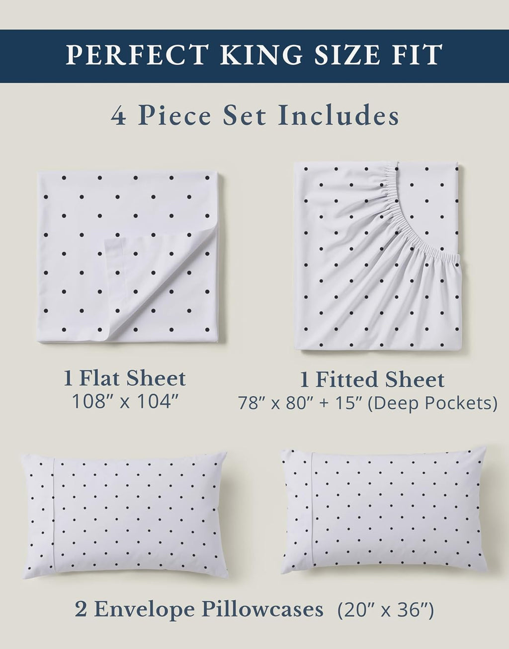 LaneLinen LANE LINEN 100% Organic Cotton Printed King Size Bed Sheets Machine Washable Fully Elasticized Low Pill Fade Resistant Cotton She…