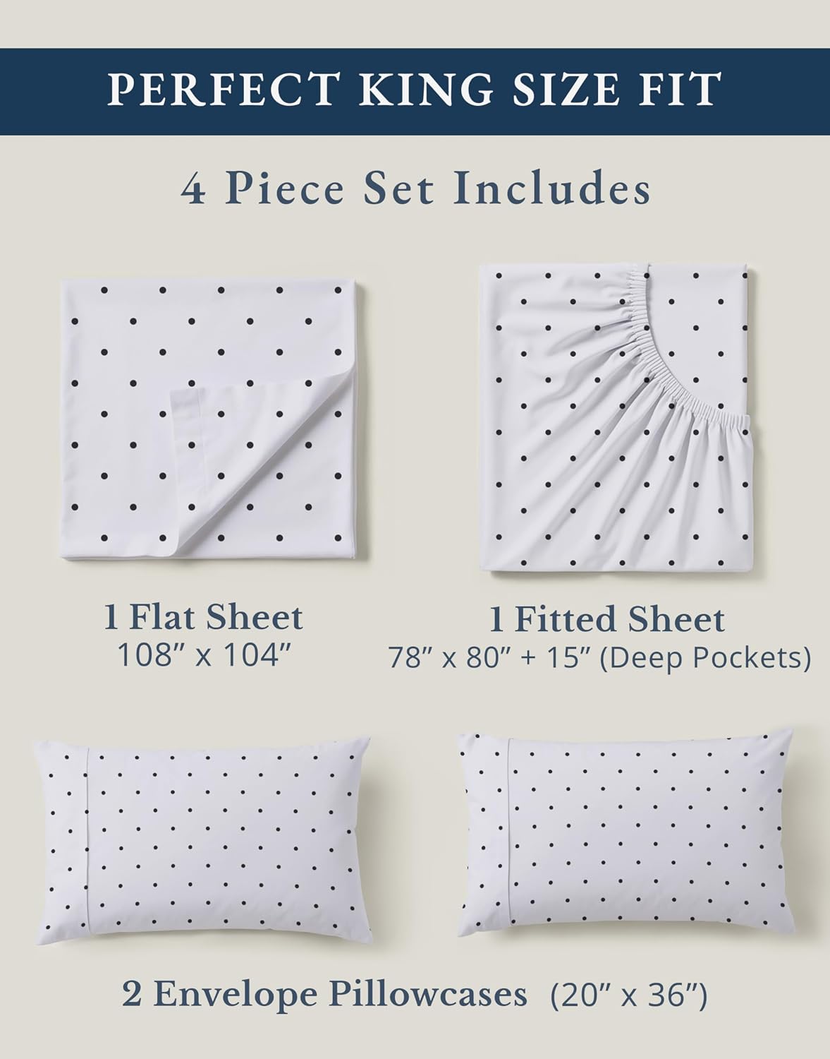 LaneLinen LANE LINEN 100% Organic Cotton Printed King Size Bed Sheets Machine Washable Fully Elasticized Low Pill Fade Resistant Cotton She…