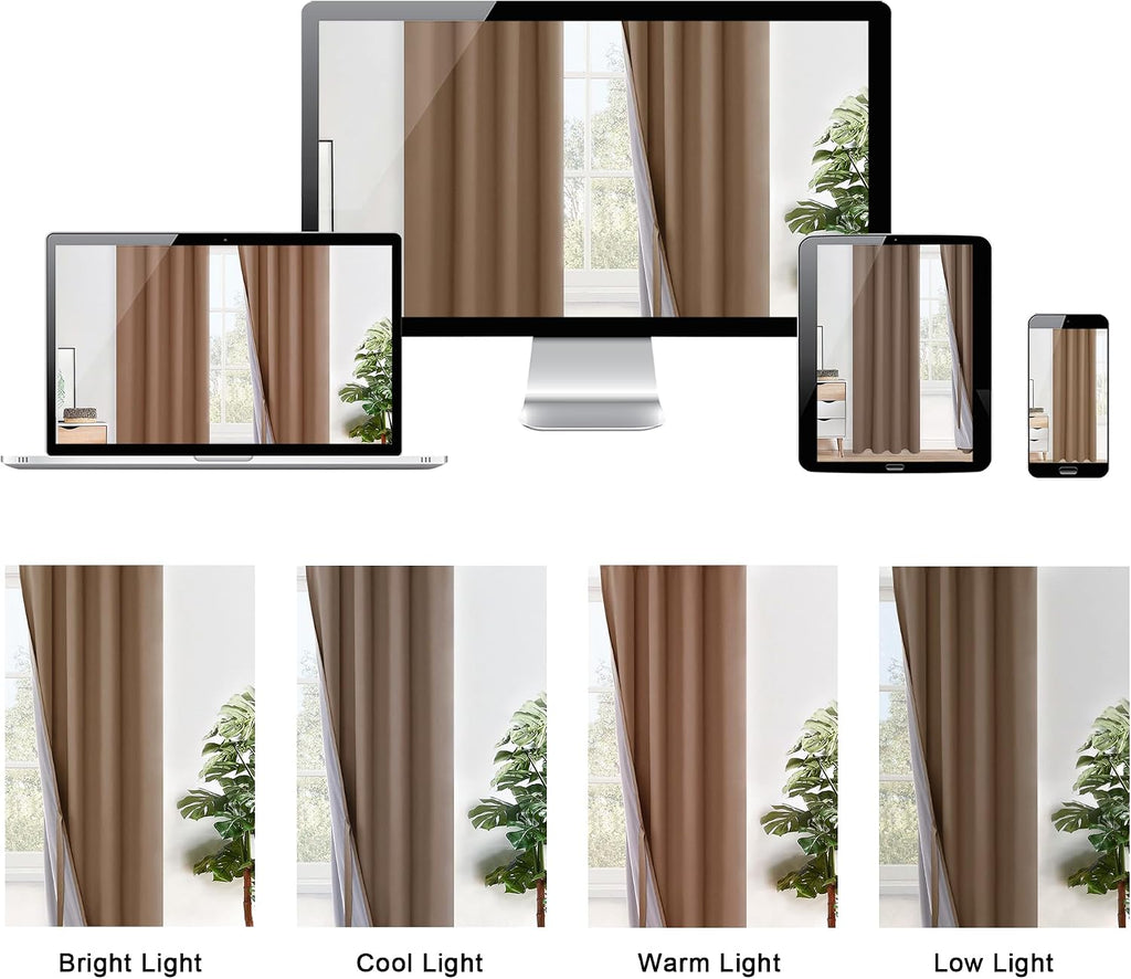 Xwzo Full Shading Blackout Curtains 45 Inches Length - Heat and Light Blocking Ring Top Window Drapes with Black Liner Backing for Bedroom…