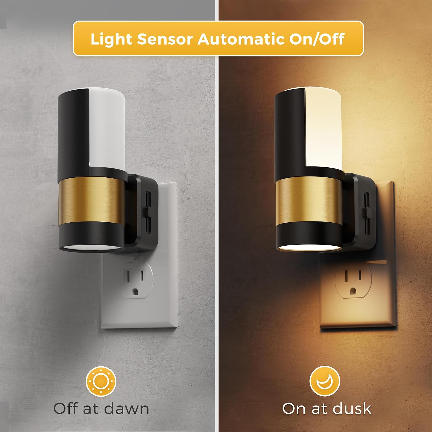 L LOHAS LED Night Lights Plug into Wall with Dusk to Dawn Sensor, Dimmable Night Light with 0-100lm Stepless Dimming, Rotating Plug in…