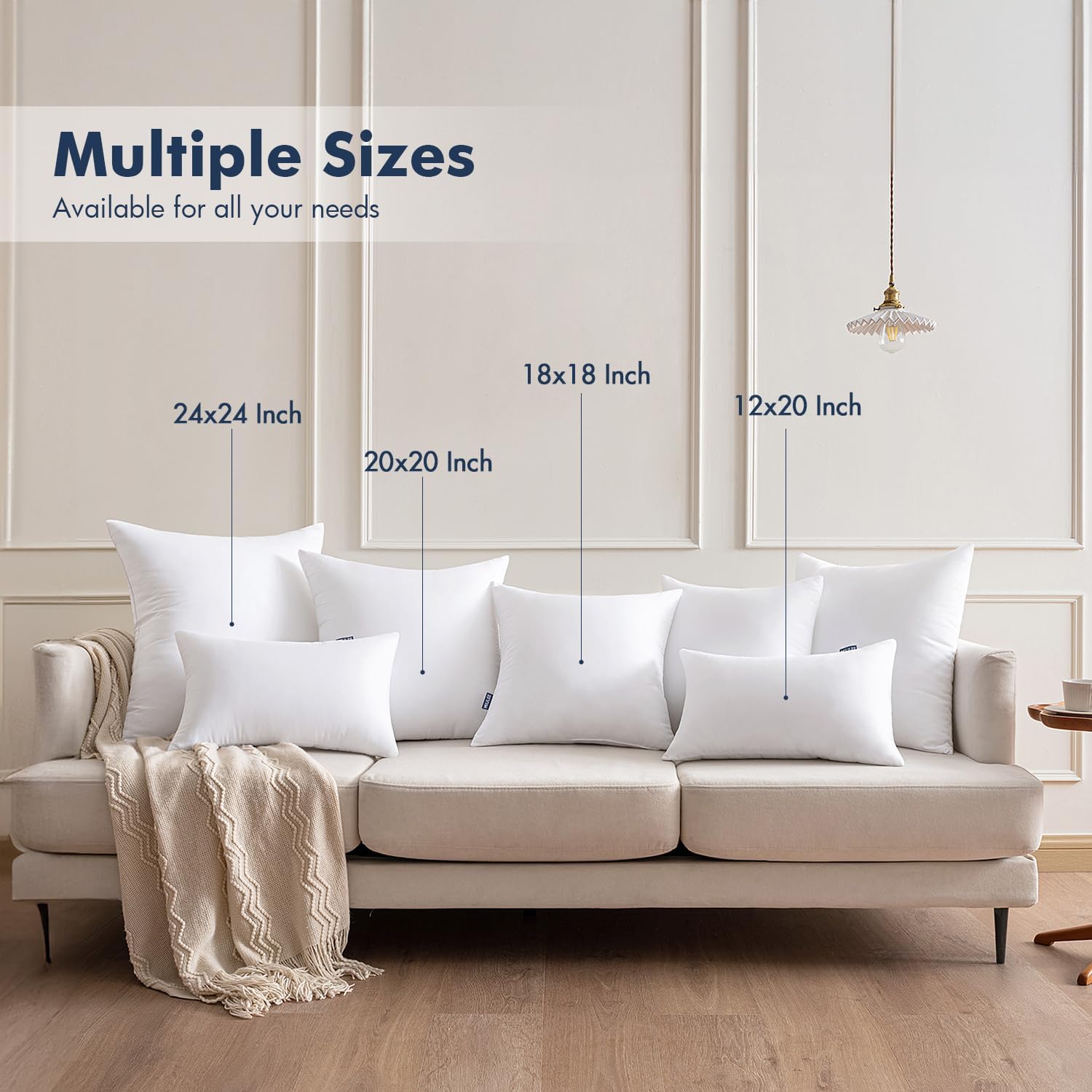 Miulee Pillows Standard Size Set of 2, Pack of 2 20x26 Inch 100% Virgin Fiber Filling Bed Couch Pillows White