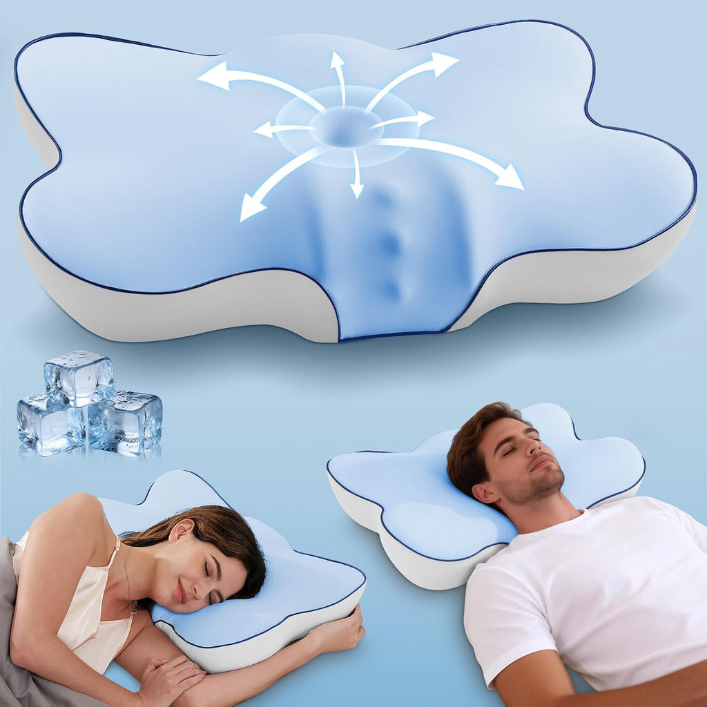 jiaao Cervical Pillow for Neck and Shoulder, Ergonomic Side Sleeper Pillow for, Cooling Memory Foam Pillows for Sleeping, Contour Pillow O…