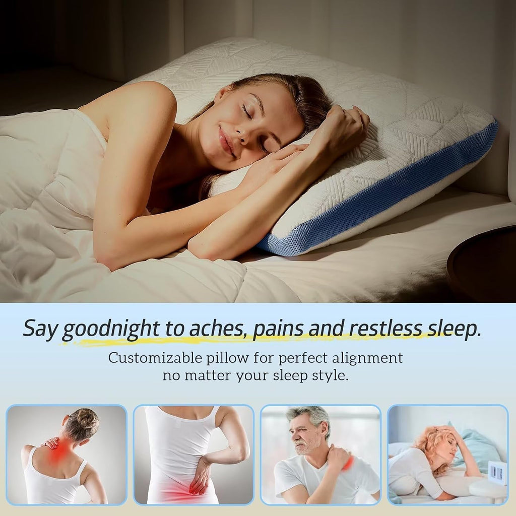 BETU Cooling Pillow King Size, Shredded Memory Foam Pillows for Hot Sleepers, Adjustable Firm Bed Pillows, Hotel Collection Side Sleeper…