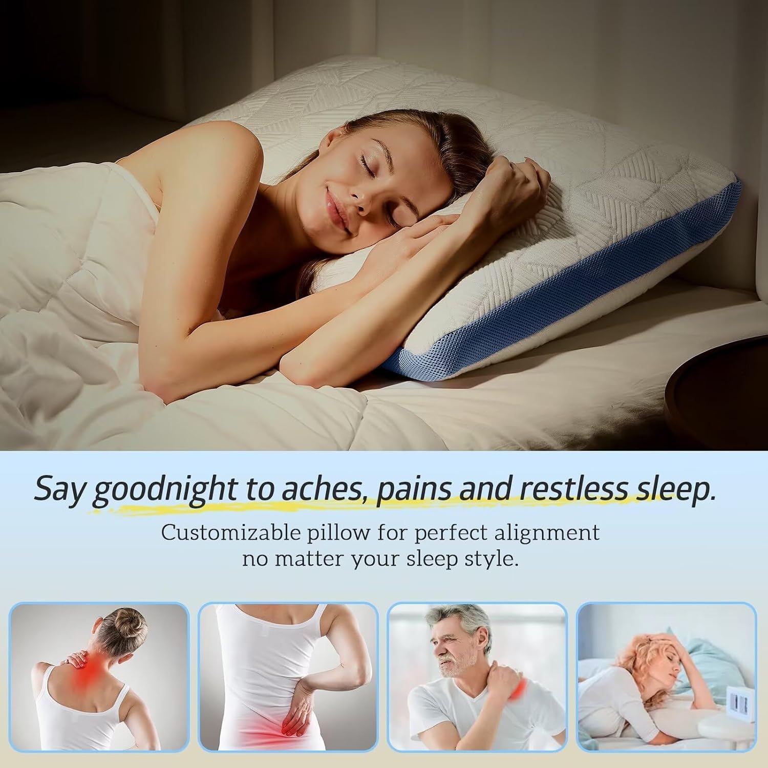 BETU Cooling Pillow King Size, Shredded Memory Foam Pillows for Hot Sleepers, Adjustable Firm Bed Pillows, Hotel Collection Side Sleeper…