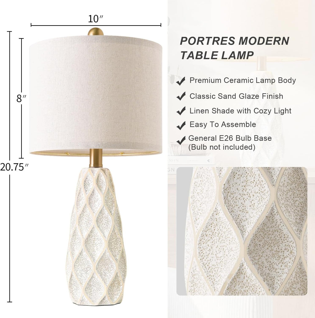 20.75" Small Table Lamps for Living Room Bedroom Lamps Set of 2 Ceramic Modern Boho Bedside Lamps Night Stands Farmhouse Vintage…