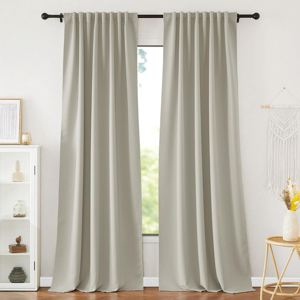 Nicetown Natural Curtains 108" Length for Living Room, Room Darkening Drapes Thermal Insulated Luxury and Thick Window Ceiling Panels for F…