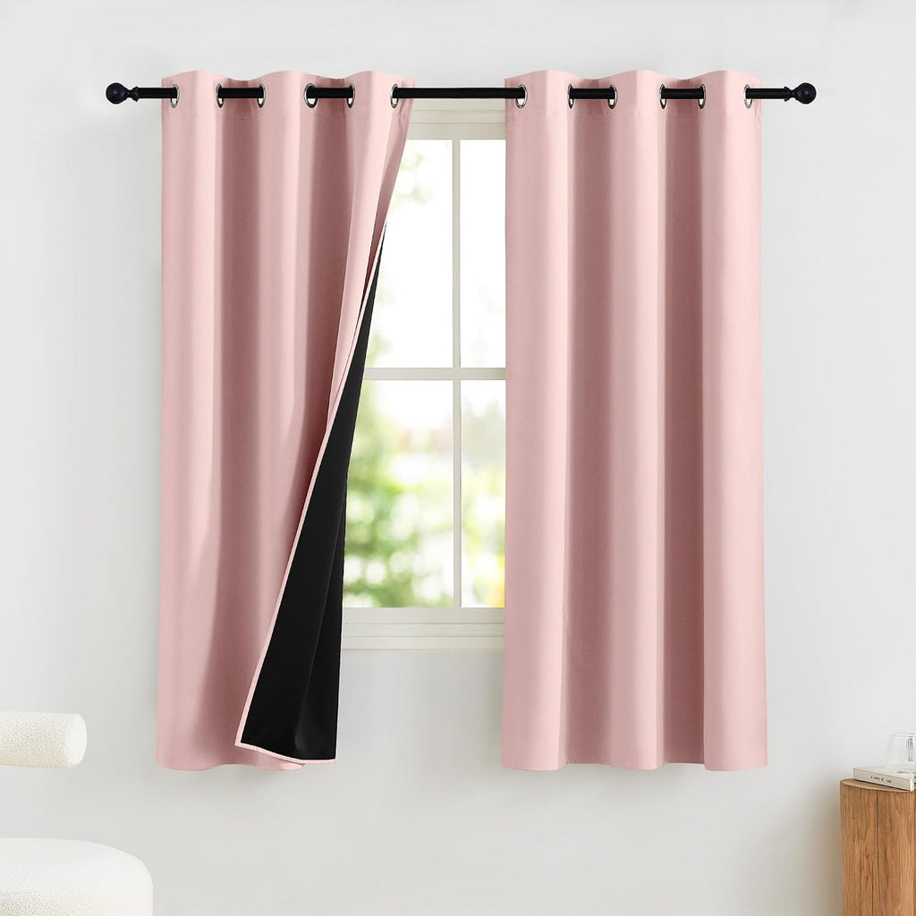 NICETOWN 100% Blackout Pink Curtains for Girls Room 2 Panels, W42 x L63 in per Panel, Privacy Protection & Thermal Insulated Grommet…